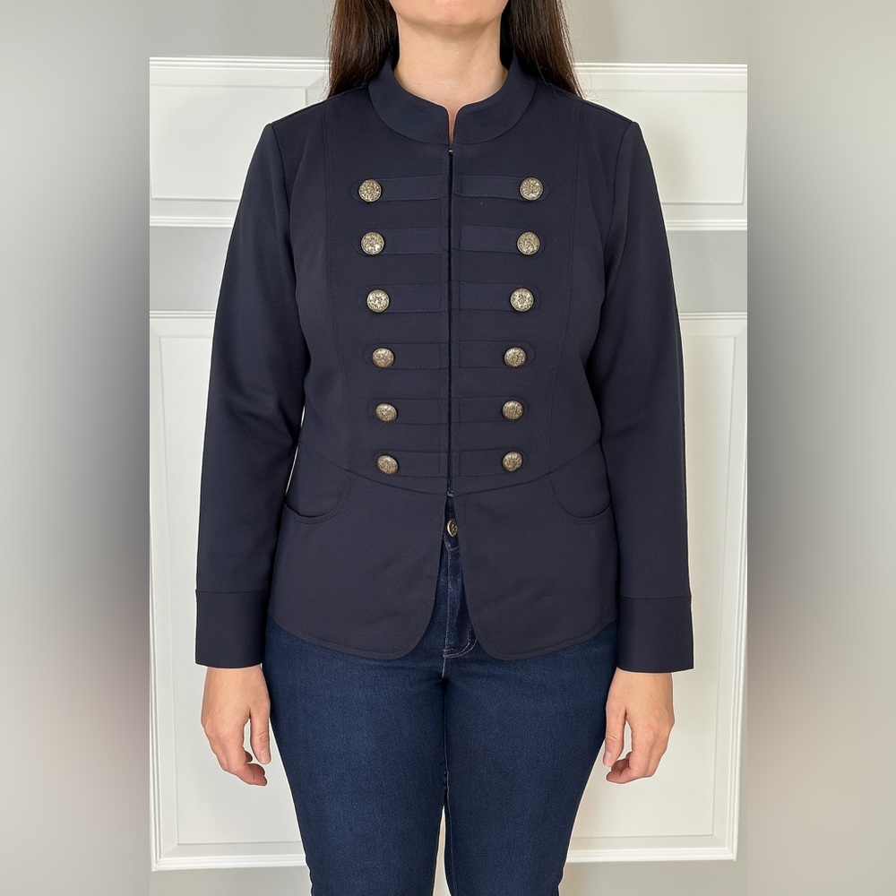 Military Style Double Breasted Jacket Size 1X Navy Blue